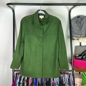 Vintage Henri Bendel New York Green Wool Cashmere Blend Pea Coat